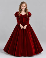Burgundy Ball Gown Girls Formal Dresses Front