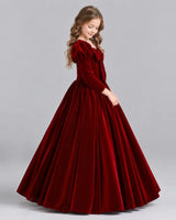 Burgundy Ball Gown Girls Formal Dresses Side [Shared]