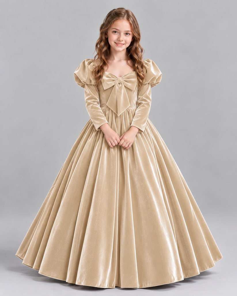 Champagne Ball Gown Girls Formal Dresses Front