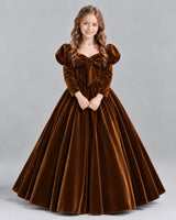 Chocolate Ball Gown Girls Formal Dresses Front