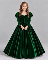 Dark Green Ball Gown Girls Formal Dresses Front