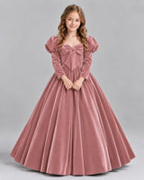 Dusty Rose Ball Gown Girls Formal Dresses Front
