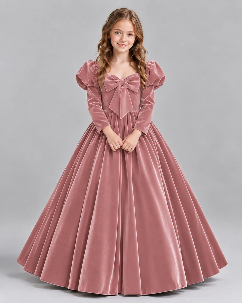 Dusty Rose Ball Gown Girls Formal Dresses Front