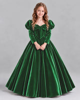 Emerald Green Ball Gown Girls Formal Dresses Front