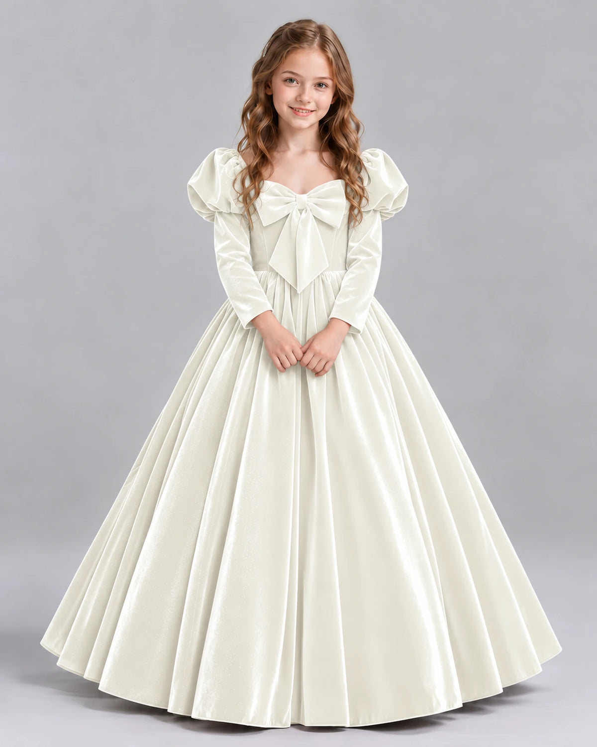 Ivory Ball Gown Girls Formal Dresses Front