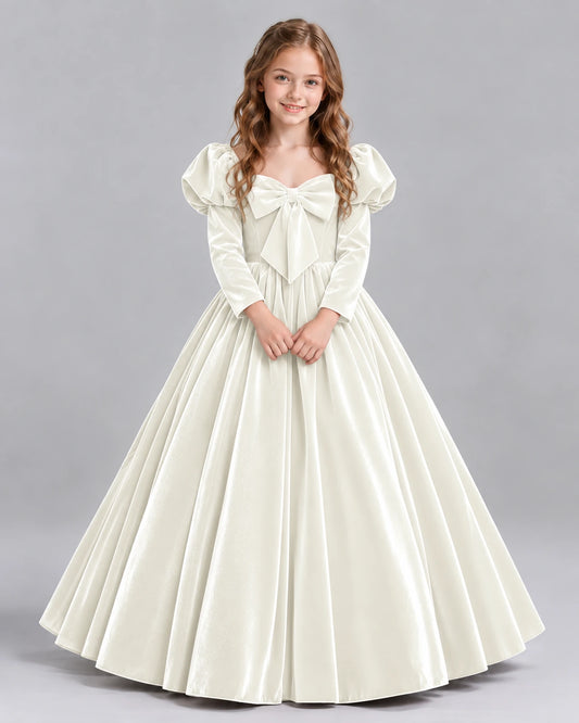 Ivory Ball Gown Girls Formal Dresses Front
