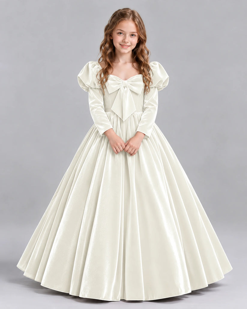 Ivory Ball Gown Girls Formal Dresses Front