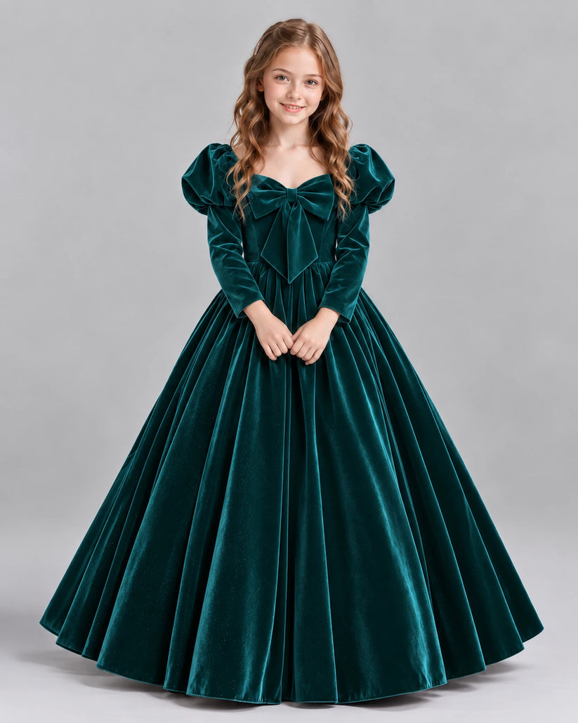 Peacock Ball Gown Girls Formal Dresses Front