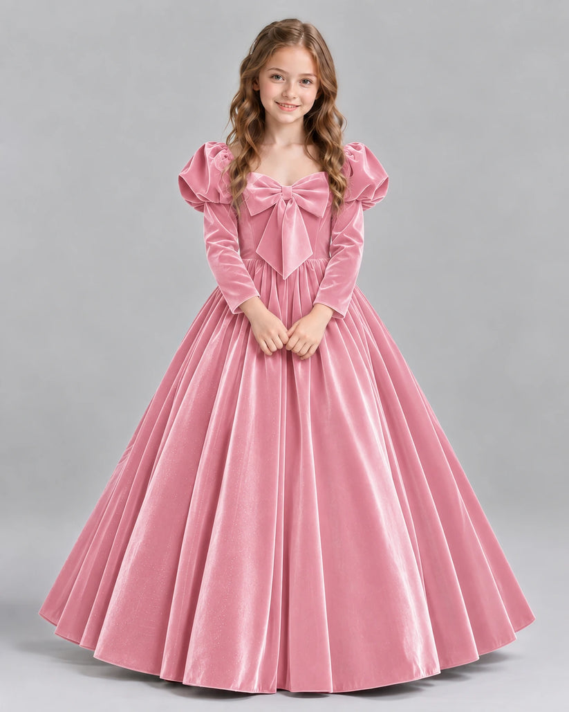Pink Ball Gown Girls Formal Dresses Front