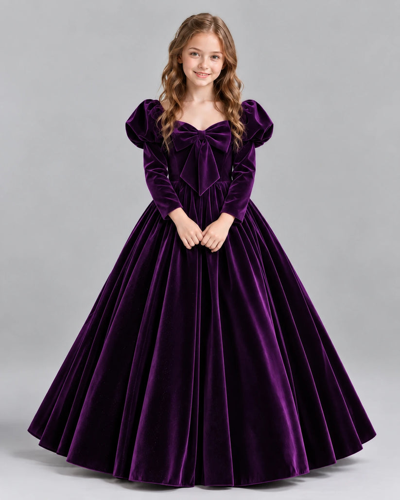 Purple Ball Gown Girls Formal Dresses Front