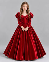 Red Ball Gown Girls Formal Dresses Front