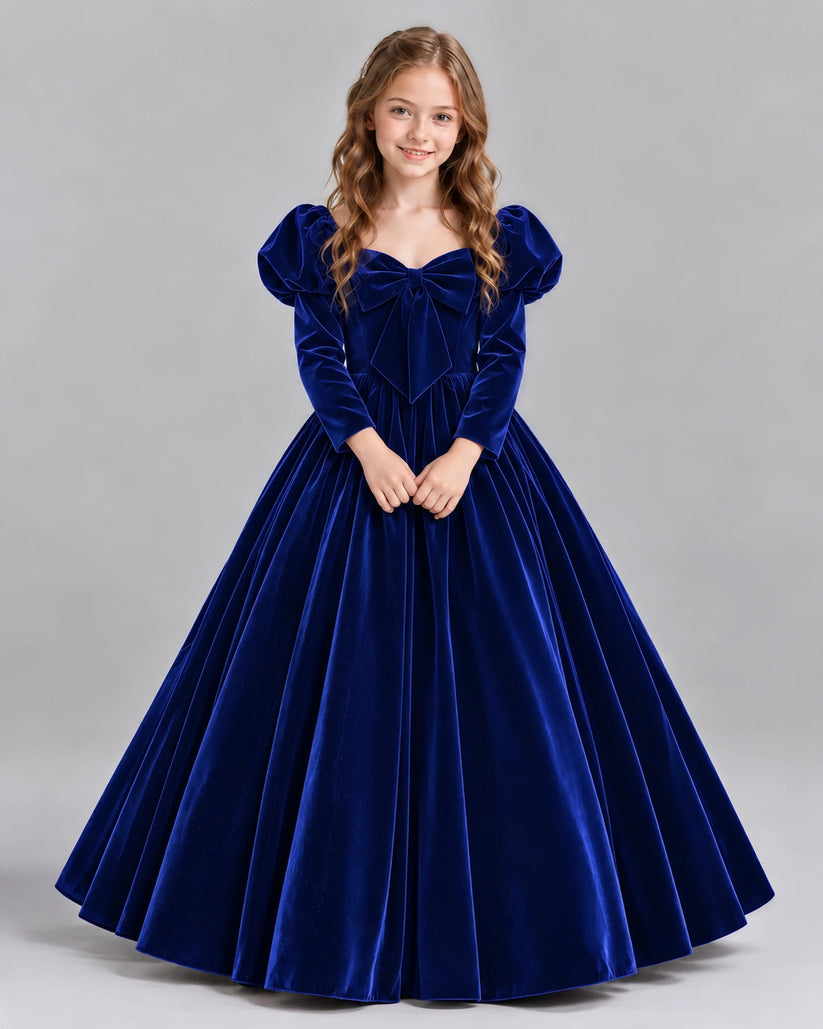 Royal Blue Ball Gown Girls Formal Dresses Front
