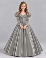 Silver Ball Gown Girls Formal Dresses Front
