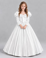 White Ball Gown Girls Formal Dresses Front
