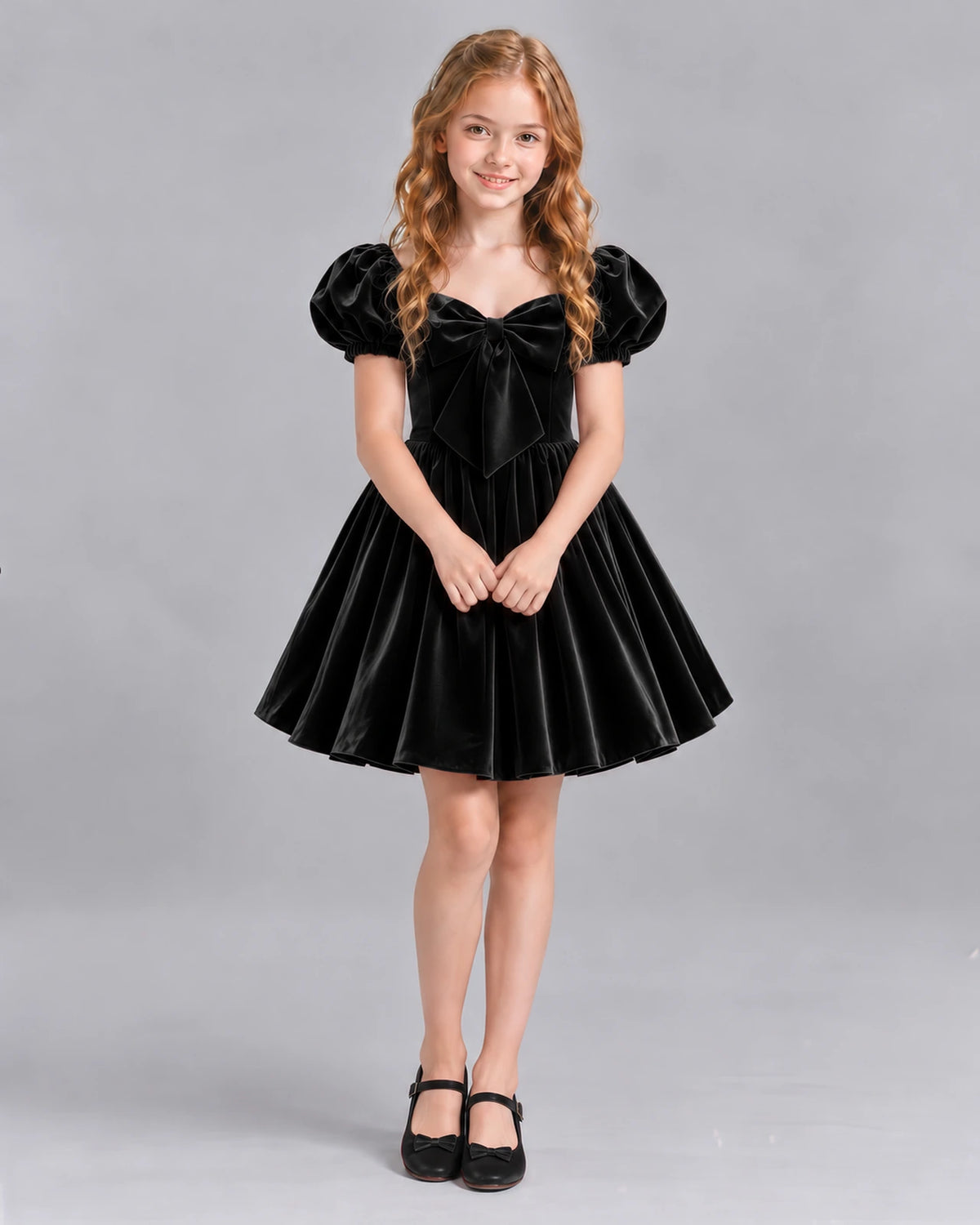Black A-line Girls Formal Dress Front