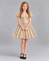 Champagne A-line Girls Formal Dress Front