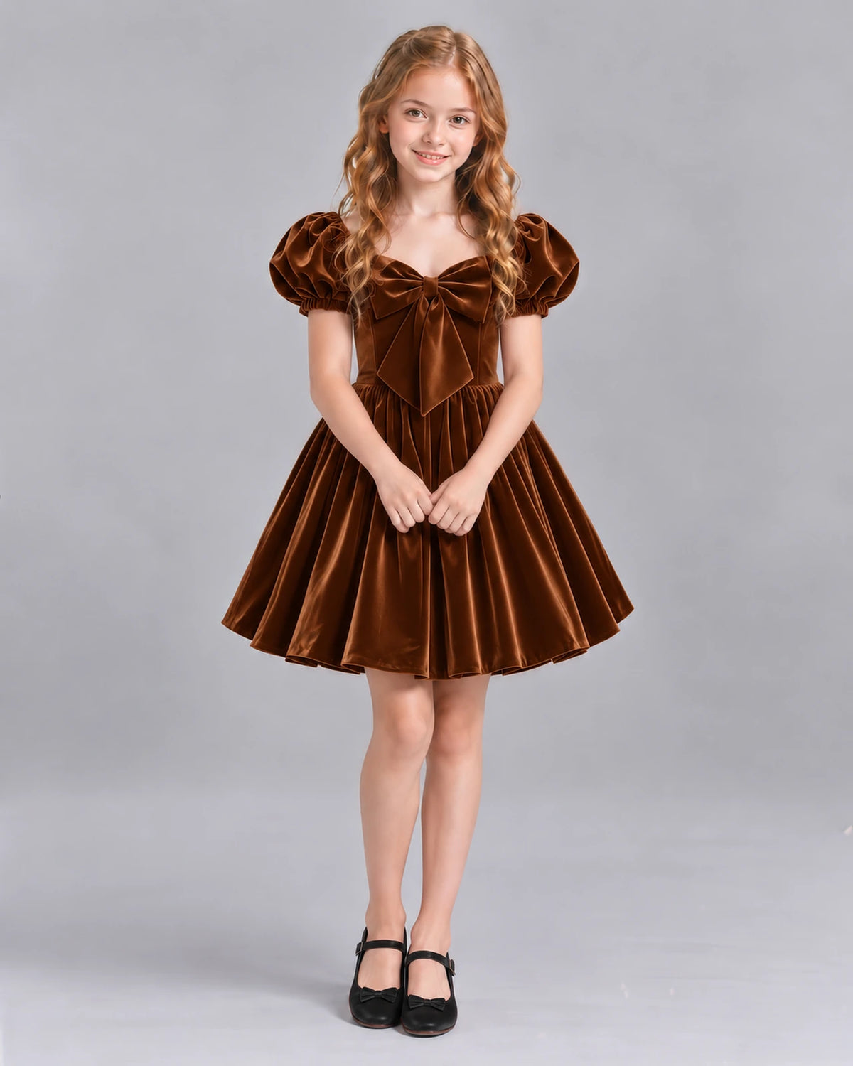 Chocolate A-line Girls Formal Dress Front
