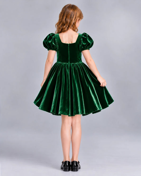 Dark Green A-line Girls Formal Dress Back [Shared]