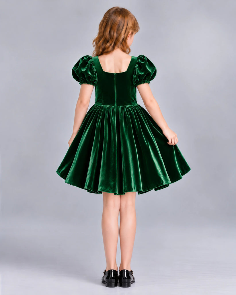Dark Green A-line Girls Formal Dress Back [Shared]