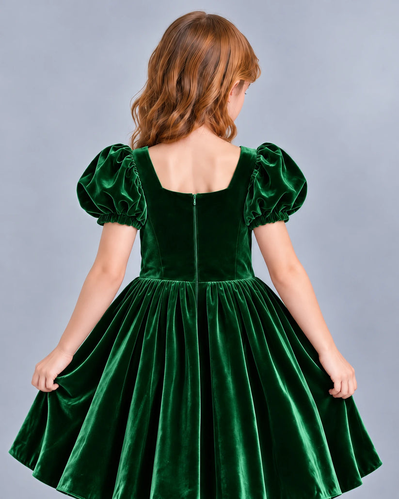 Dark Green A-line Girls Formal Dress Back_Detail [Shared]
