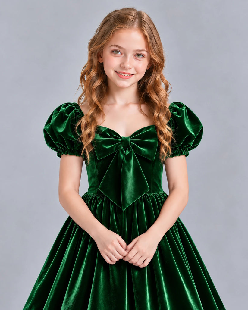 Dark Green A-line Girls Formal Dress Detail [Shared]