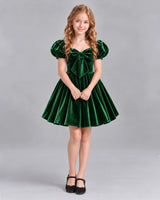 Dark Green A-line Girls Formal Dress Front
