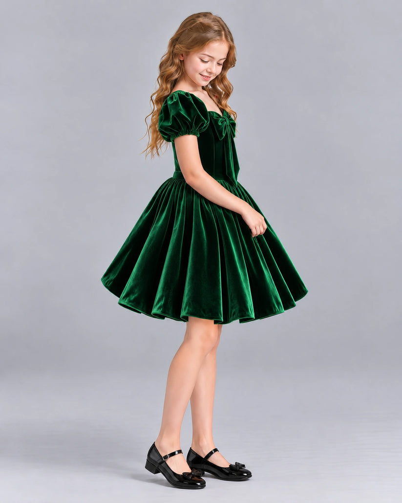 Dark Green A-line Girls Formal Dress Side [Shared]