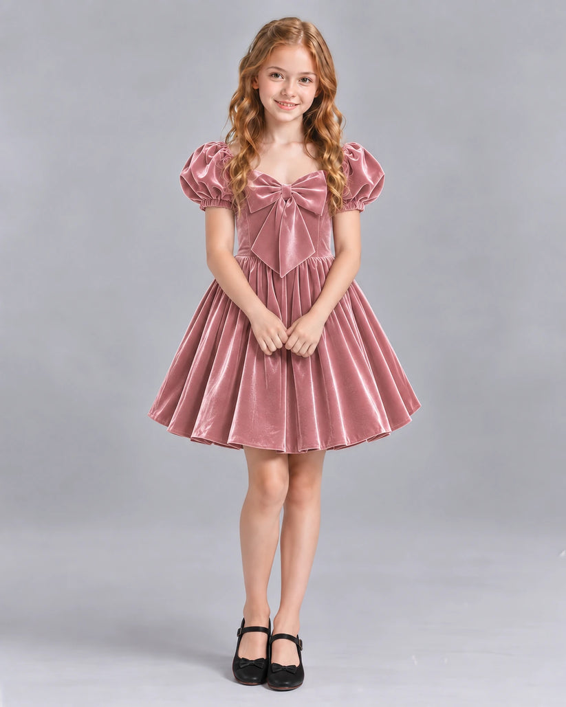 Dusty Rose A-line Girls Formal Dress Front