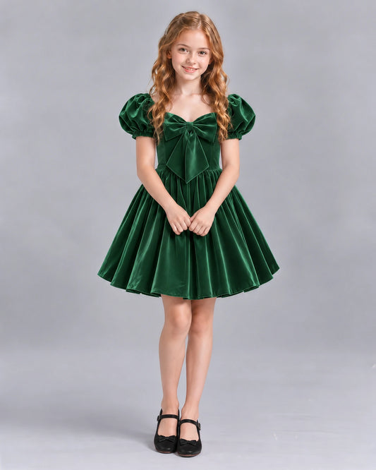 Emerald Green A-line Girls Formal Dress Front