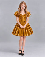 Gold A-line Girls Formal Dress Front