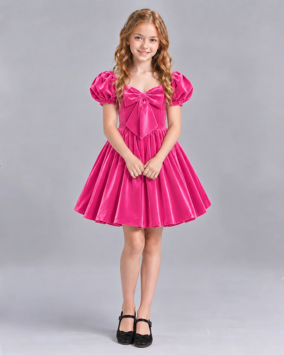 Hot Pink A-line Girls Formal Dress Front
