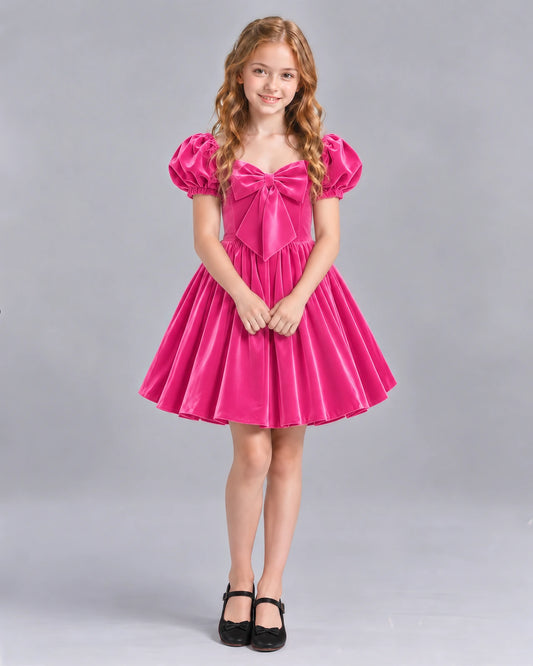 Hot Pink A-line Girls Formal Dress Front