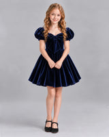 Navy Blue A-line Girls Formal Dress Front