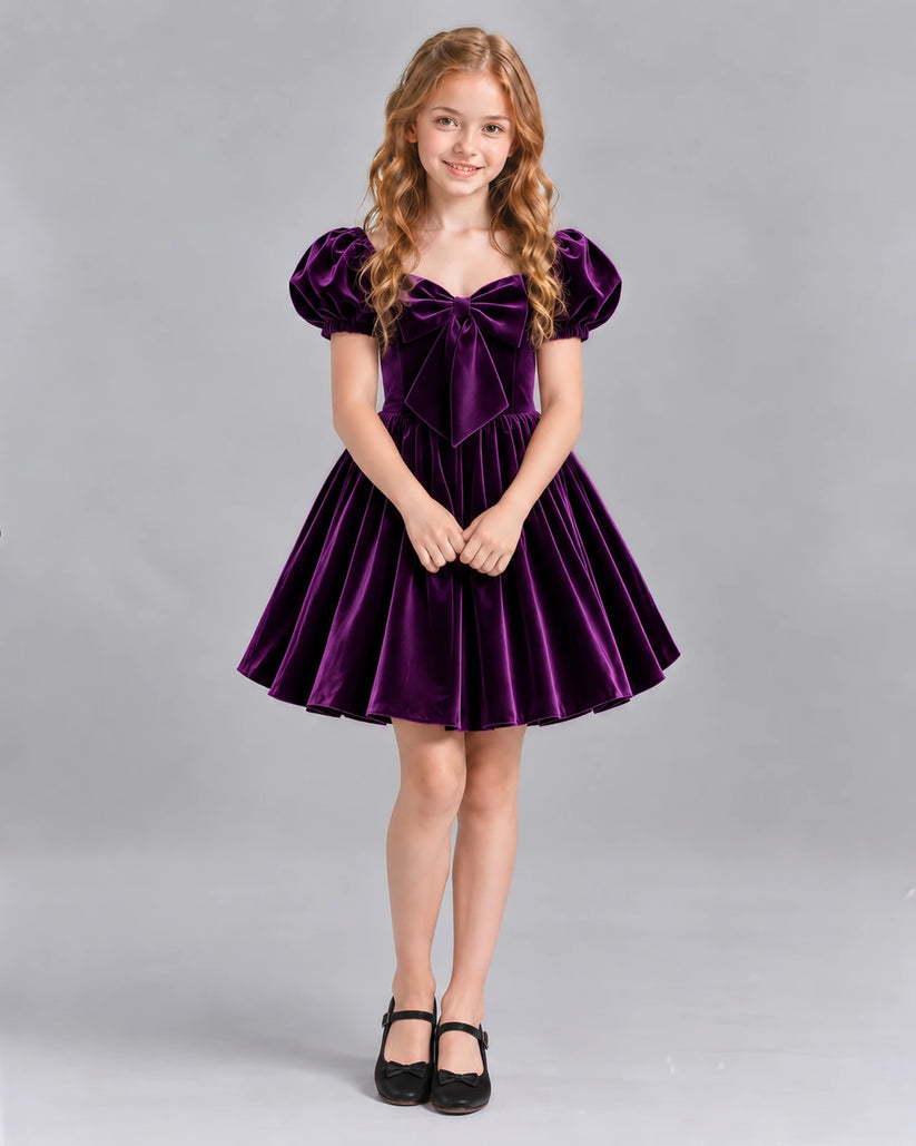 Purple A-line Girls Formal Dress Front