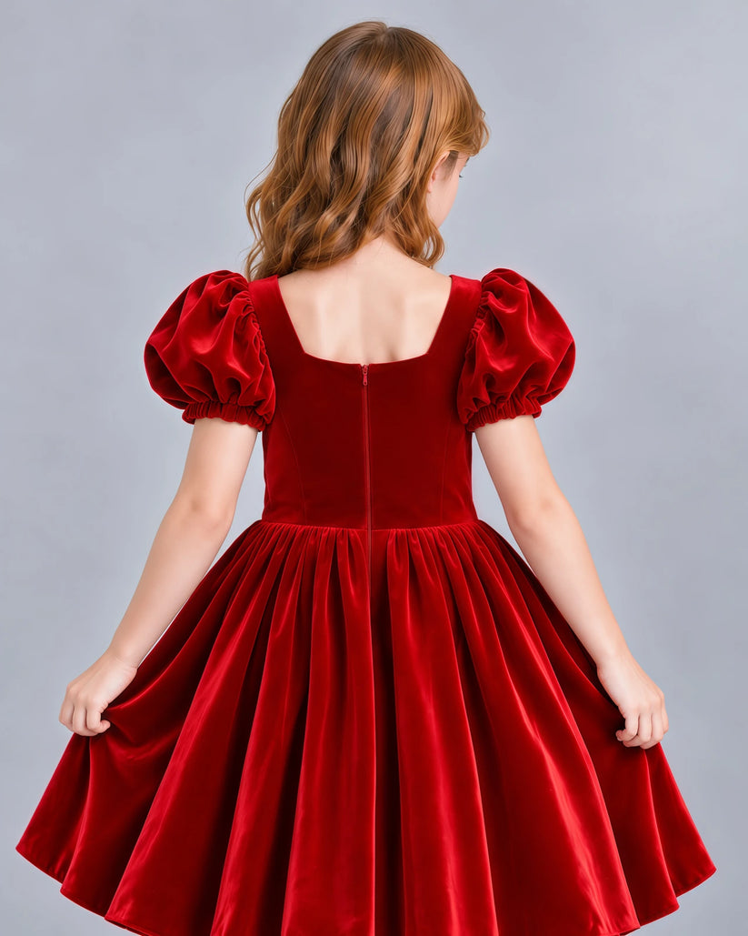 Red A-line Girls Formal Dress Back_Detail [Shared]