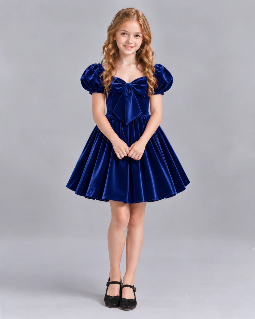 Royal Blue A-line Girls Formal Dress Front