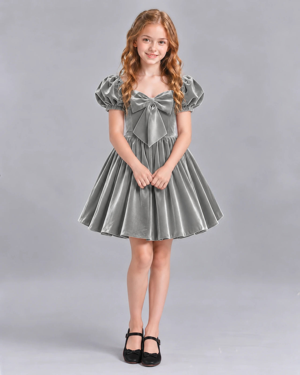 Silver A-line Girls Formal Dress Front