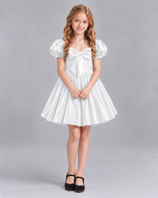 White A-line Girls Formal Dress Front