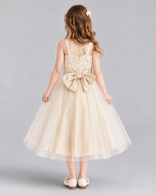 Champagne A-line Flower Girl Dresses Back [Shared] 