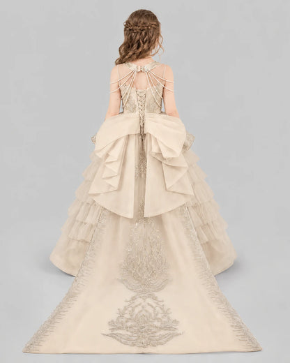 Champagne Ball Gown Girls Pageant Dresses Back
