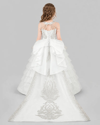 Ivory Ball Gown Girls Pageant Dresses Back