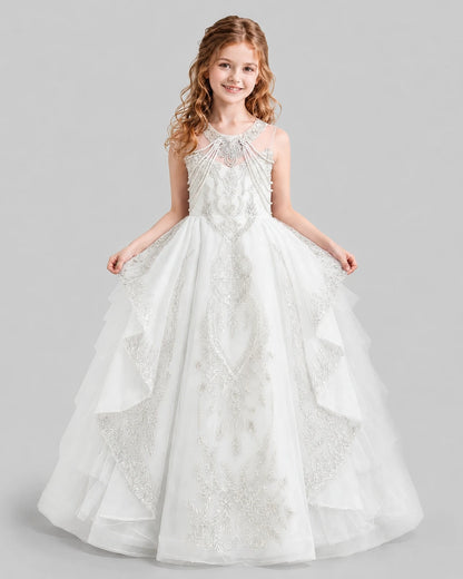 Ivory Ball Gown Girls Pageant Dresses Front