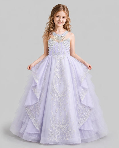 Lavender Ball Gown Girls Pageant Dresses Front