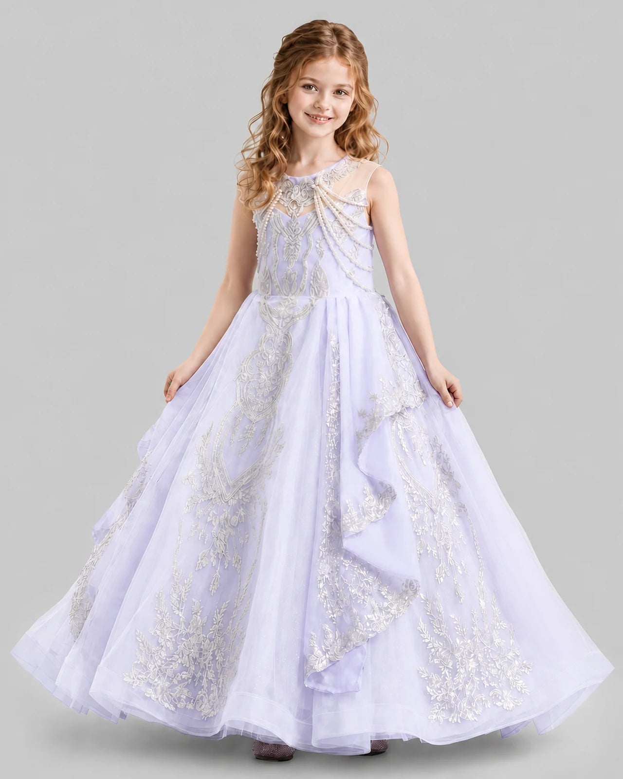 Lavender Ball Gown Girls Pageant Dresses Side