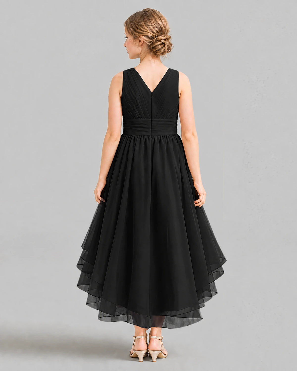 Black A-line Girls Formal Dresses Back