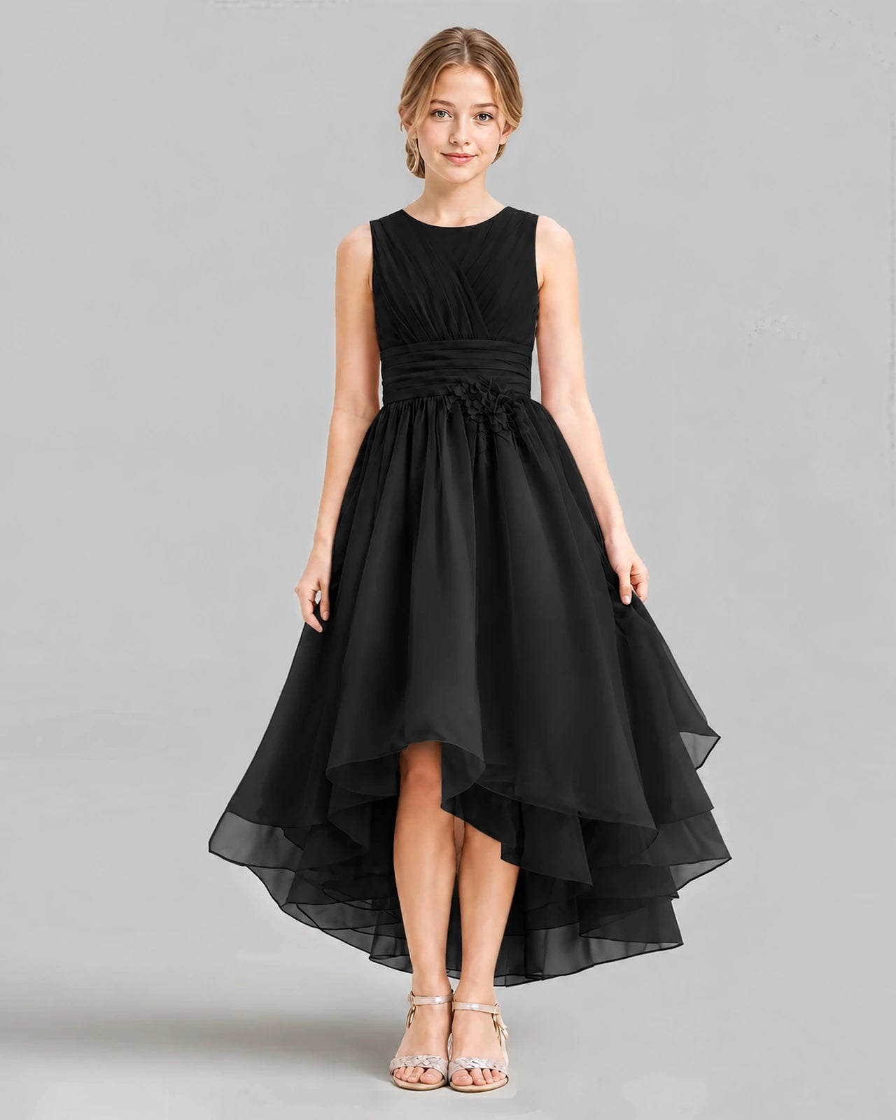 Black A-line Girls Formal Dresses Front