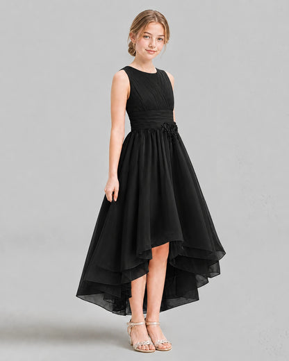Black A-line Girls Formal Dresses Side