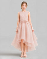Blush Pink A-line Girls Formal Dresses Front