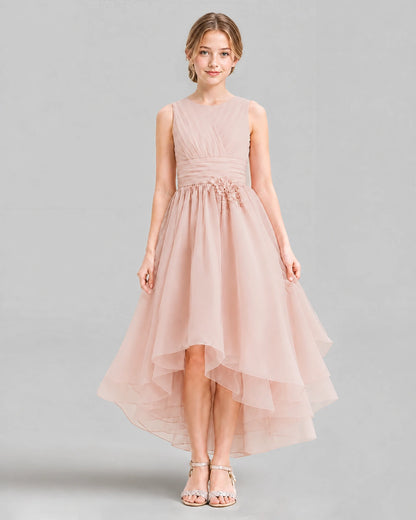 Blush Pink A-line Girls Formal Dresses Front