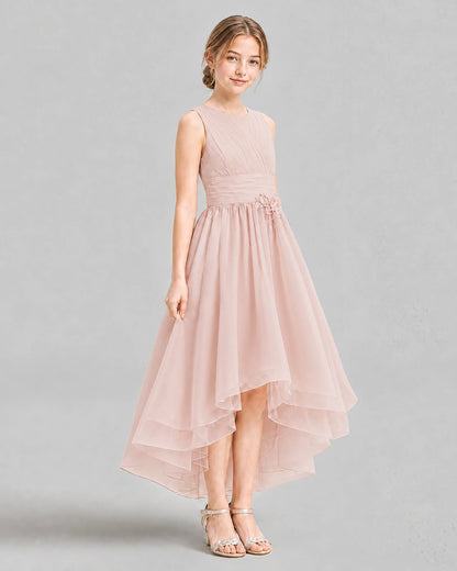 Blush Pink A-line Girls Formal Dresses Side